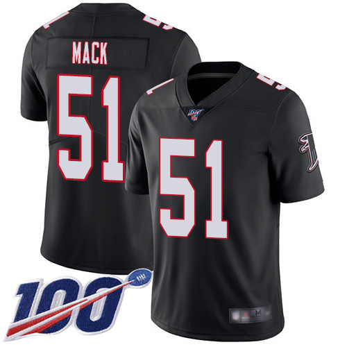 Atlanta Falcons Limited Black Men Alex Mack Alternate Jersey NFL Football #51 100th Season Vapor Untouchable->nfl t-shirts->Sports Accessory